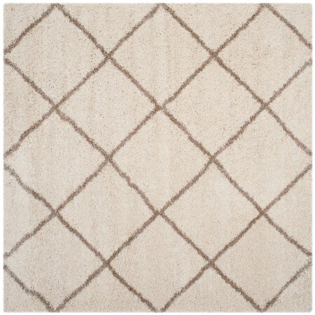 Safavieh 3 x 3 ft. Hudson Shag Power Loomed Square Area Rug; Ivory & Beige SGH281D-3SQ
